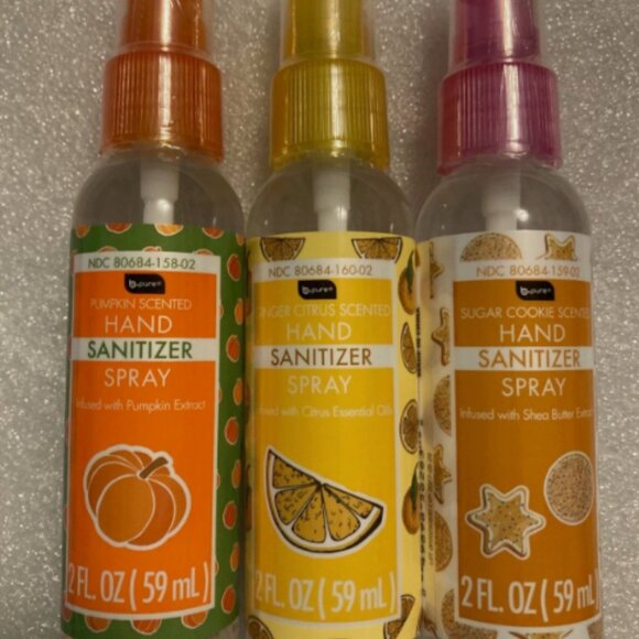 B pure Hand Sanitizer Spray Pumkin Scent, Ginger Cutrus, Sugar Cookie, 3 Items - Picture 1 of 7